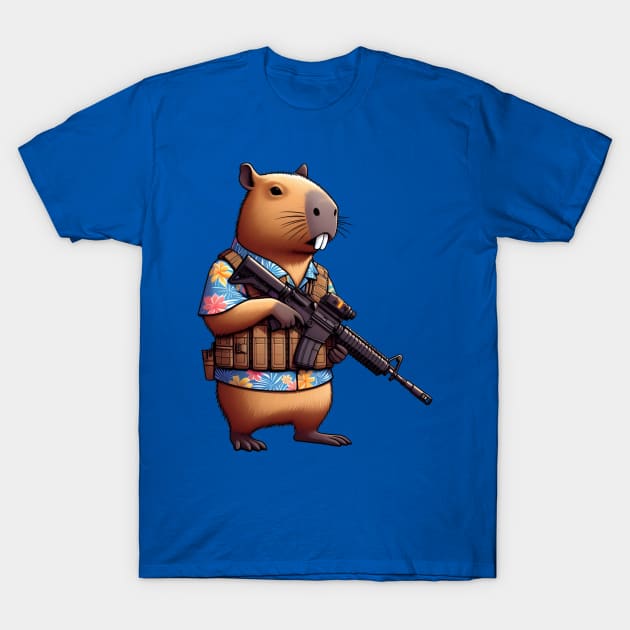 tactical capybara T-Shirt by Rawlifegraphic